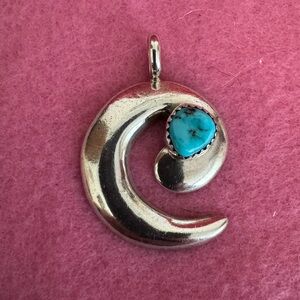 Turquoise and Sterling Silver Swirl Pendant EC